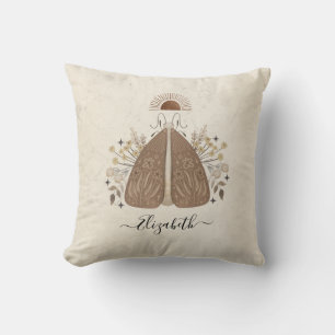 Modern Boho Vintage Butterfly Moth Throw Pillow