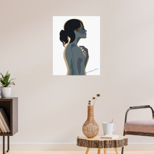 Modern Boho Wall Art Elegant Minimalist Woman Poster