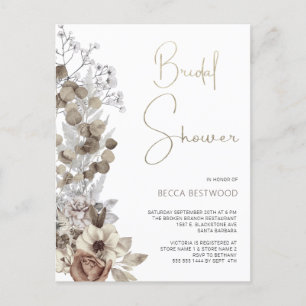 Modern Boho Watercolor Floral Bridal Shower  Postcard