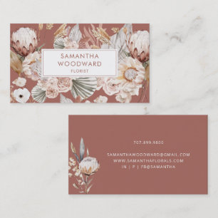 Modern Boho Watercolor Floral Designer Business Card