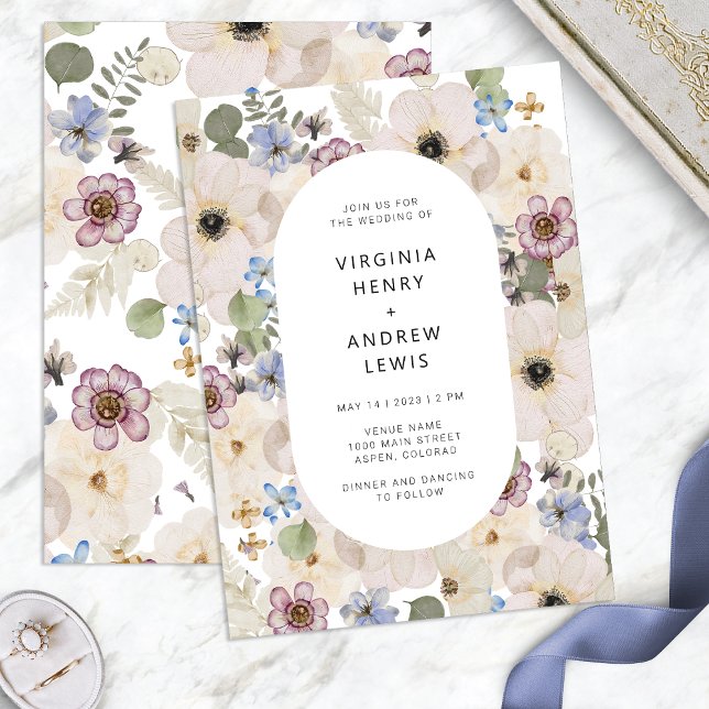 Modern Boho Watercolor Floral Wedding Invitation (Modern Boho Watercolor Floral Wedding Invitation by Painted Paperie
)