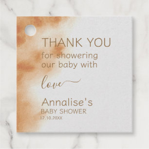 Modern Boho Watercolor Tie Dye Baby Shower Beige Favour Tags