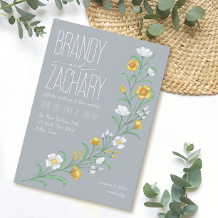 Modern Boho Watercolor Wildflowers Wedding Invitation