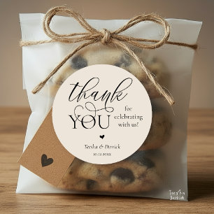 Modern Boho Wedding Cute Heart Thank You Gifts  Classic Round Sticker