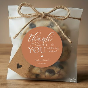 Modern Boho Wedding Cute Heart Thank You Gifts  Classic Round Sticker