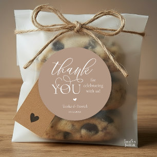 Modern Boho Wedding Cute Heart Thank You Gifts Classic Round Sticker