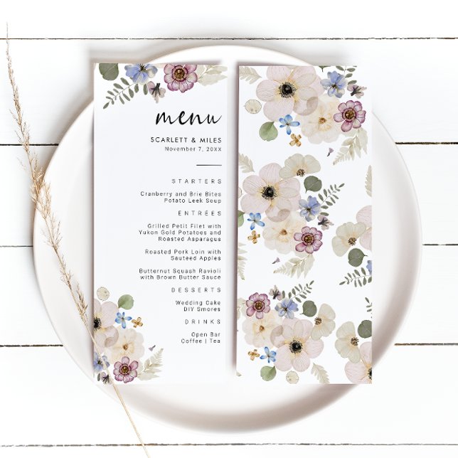 Modern Boho Wedding Menu (Modern Botanical Boho Wedding Menu by Painted Paperie
)