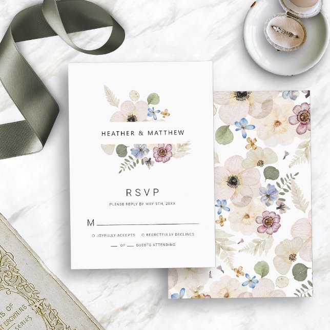 Modern Boho Wedding RSVP Card (Modern Boho Floral Wedding RSVP Card by Painted Paperie
)