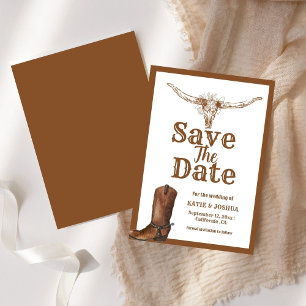 Modern Boho Western Cowboy Wedding Save the date  Invitation