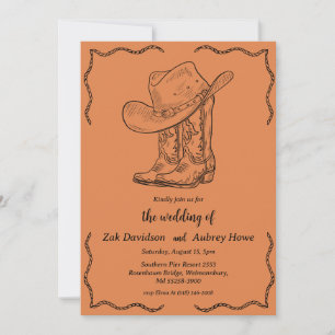 Modern boho western wedding invitations
