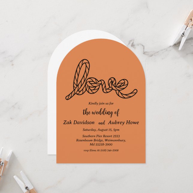 Modern boho western wedding invitations (Front/Back In Situ)