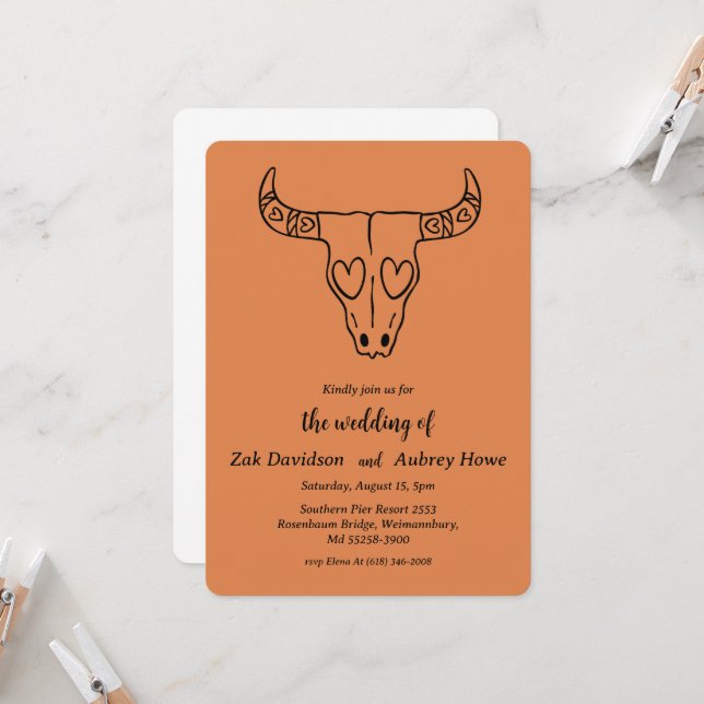 Modern boho western wedding invitations (Front/Back In Situ)