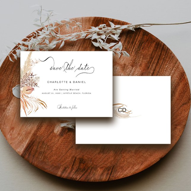 Modern Boho Whimsical Calligraphy Script Save The Date (Creator Uploaded)