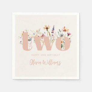 Modern Boho Wildflower 2nd Birthday Napkin
