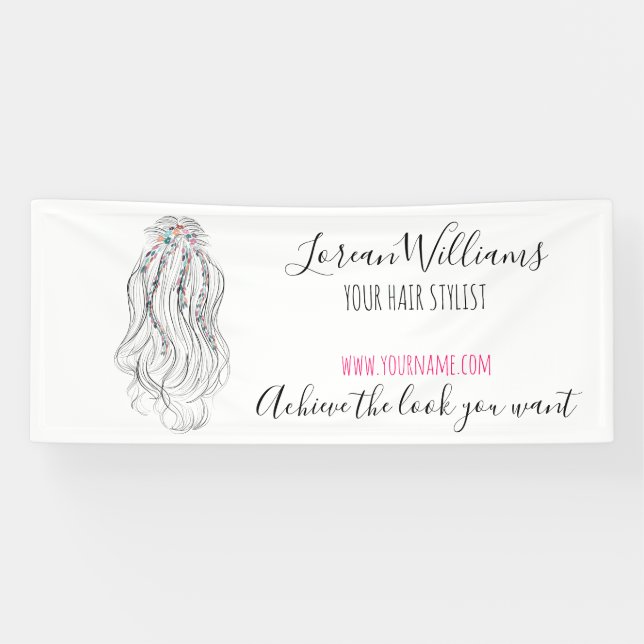 Modern Boho Wildflower Bridal Hair Stylist Floral  Banner (Horizontal)