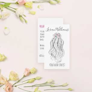 Modern Boho Wildflower Bridal Hair Stylist Floral Business Card