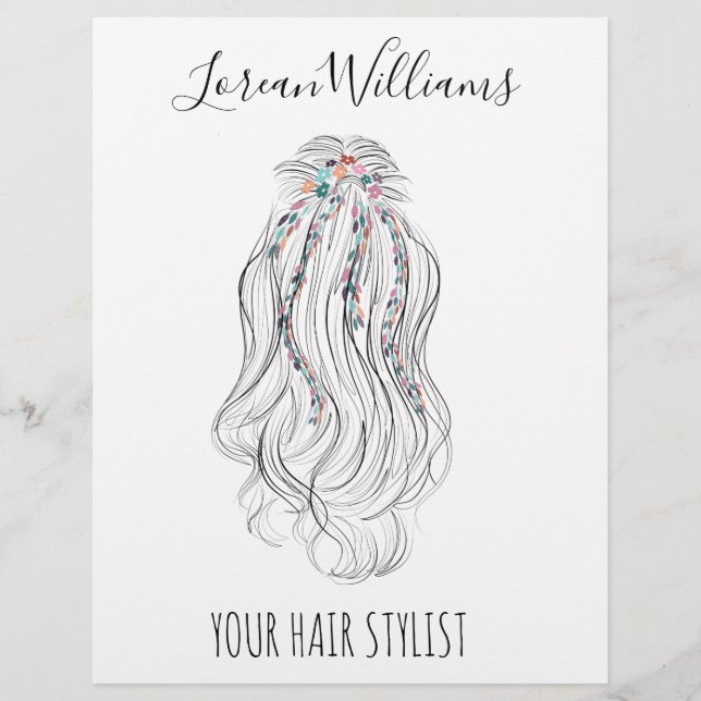 Modern Boho Wildflower Bridal Hair Stylist Floral  Flyer (Front)