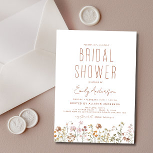 Modern Boho Wildflower Bridal Shower Elegant Invitation