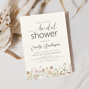 Modern Boho Wildflower Bridal Shower Elegant Invitation