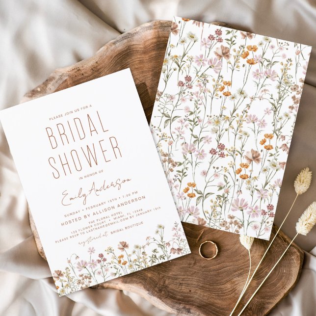 Modern Boho Wildflower Bridal Shower Elegant Invitation (Creator Uploaded)