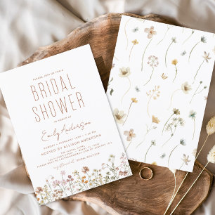 Modern Boho Wildflower Bridal Shower Elegant Invitation