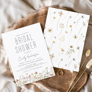 Modern Boho Wildflower Bridal Shower Elegant Invitation