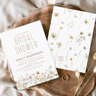 Modern Boho Wildflower Bridal Shower Elegant Invitation