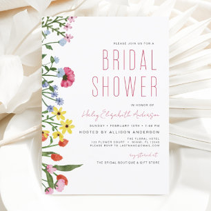 Modern Boho Wildflower Bridal Shower Elegant Invitation