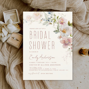 Modern Boho Wildflower Bridal Shower Elegant Invitation