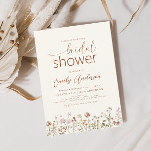 Modern Boho Wildflower Bridal Shower Elegant Invitation