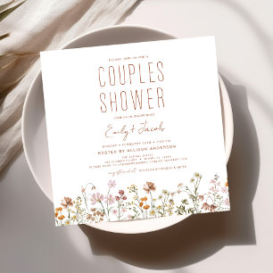 Modern Boho Wildflower Couples Shower Elegant Invitation
