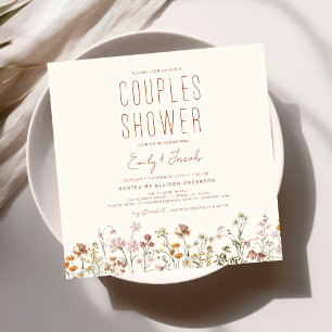 Modern Boho Wildflower Couples Shower Elegant Invitation