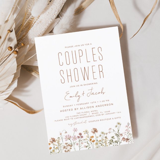 Modern Boho Wildflower Couples Shower Elegant Invitation (Creator Uploaded)