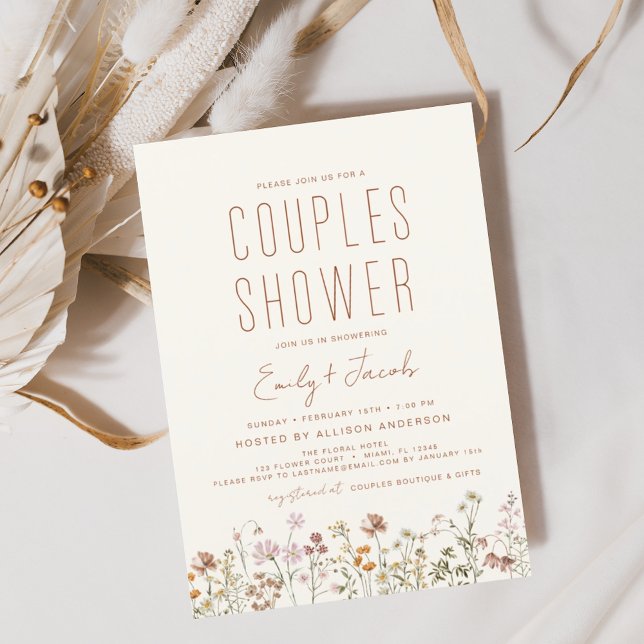 Modern Boho Wildflower Couples Shower Elegant Invitation (Creator Uploaded)
