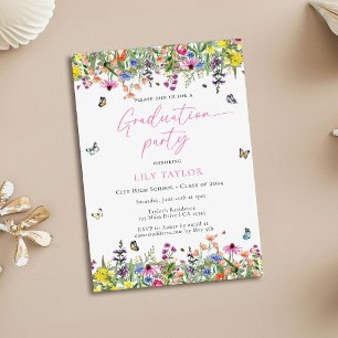 Modern Boho Wildflower Floral Graduation Party  Invitation