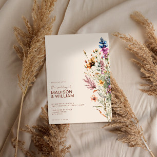 Modern Boho Wildflower Floral Wedding Invitation