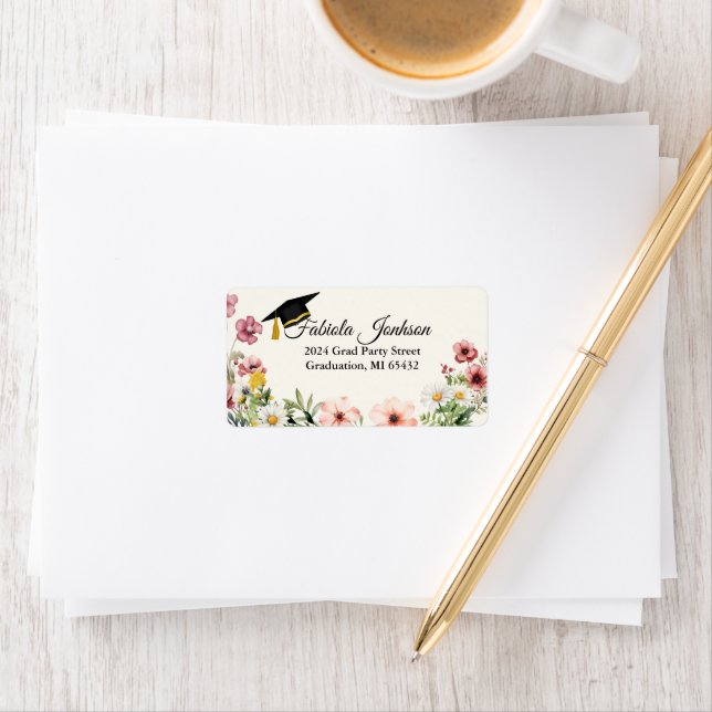 Modern Boho Wildflower Graduation Return  Label (Insitu)