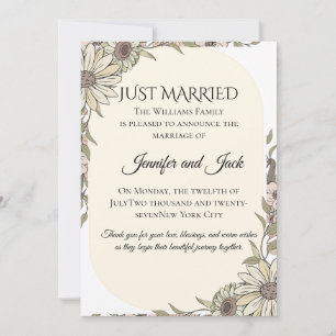 Modern Boho Wildflower Line Art Earthy Wedding Announcement