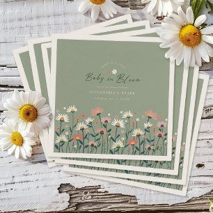 Modern Boho Wildflower Sage Baby in Bloom Shower Napkin