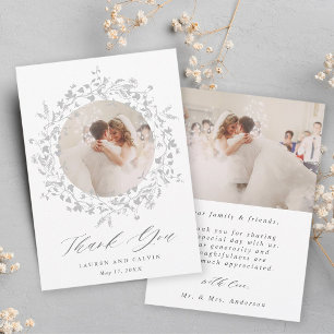 Modern Boho Wildflower Wreath Wedding 2 Photo  Thank You Card