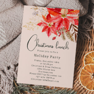 Modern Boho Winter Floral Christmas Lunch Invitation