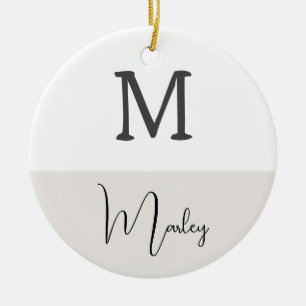 Modern Boho With Name Christmas Ceramic Ornament