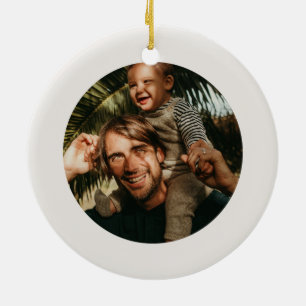 Modern Boho With Name Photo Christmas Ceramic Ornament