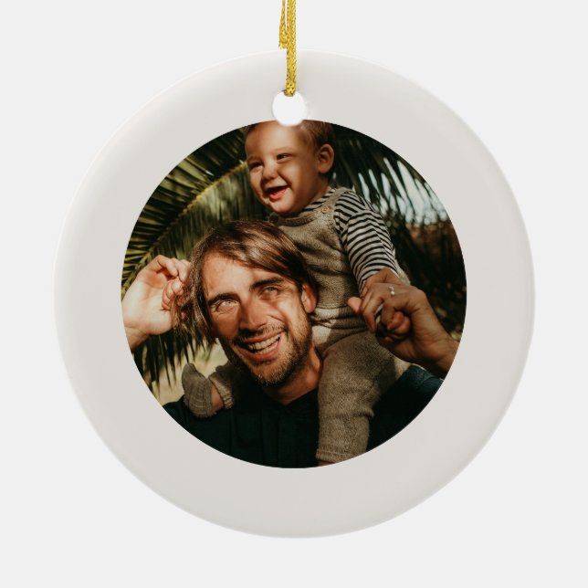 Modern Boho With Name Photo Christmas Ceramic Ornament (Back)
