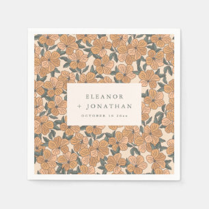 Modern Boho Yellow Floral Rehearsal Dinner Custom Napkin
