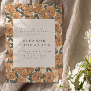 Modern Boho Yellow Floral Rehearsal Dinner Invitation