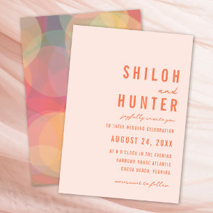 Modern Bokeh Lights   Peach   Wedding Invitation