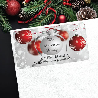 Modern Bokeh Snowflake Christmas Return Address Label