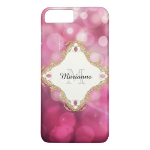 Modern Bokeh Sparkle Pink Personalised Monogrammed iPhone 8 Plus/7 Plus Case