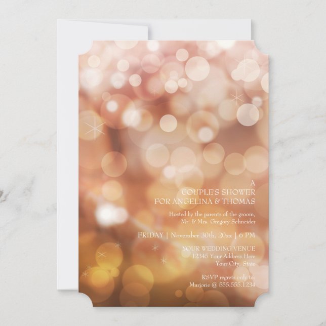 Modern Bokeh Sparkle Twinkle Couples Shower Party Invitation (Front)